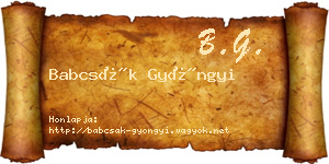 Babcsák Gyöngyi névjegykártya