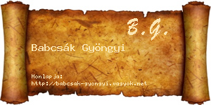 Babcsák Gyöngyi névjegykártya